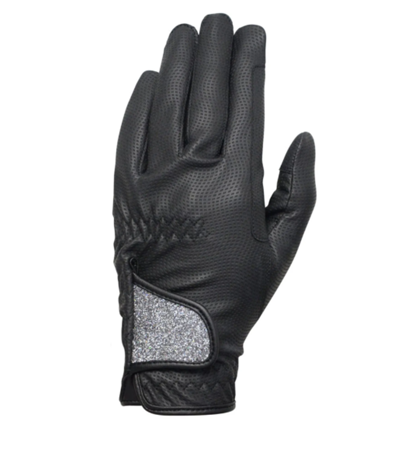 Hy Equestrian Roka Advanced Riding Gloves - Black/Silver X small