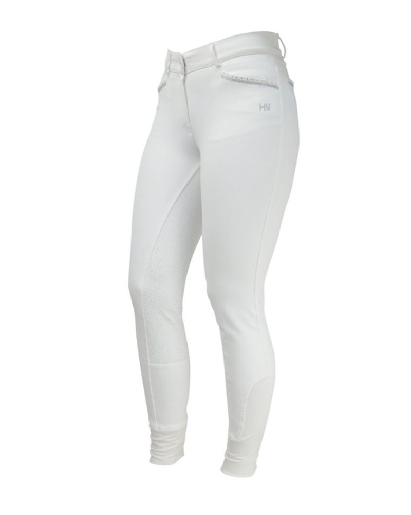 Hy Equestrian Women's Roka Crystal Breeches - White/Silver Crystal