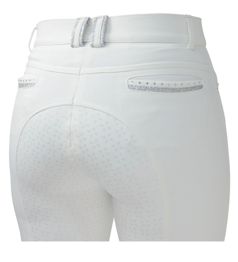 Hy Equestrian Women's Roka Crystal Breeches - White/Silver Crystal-3