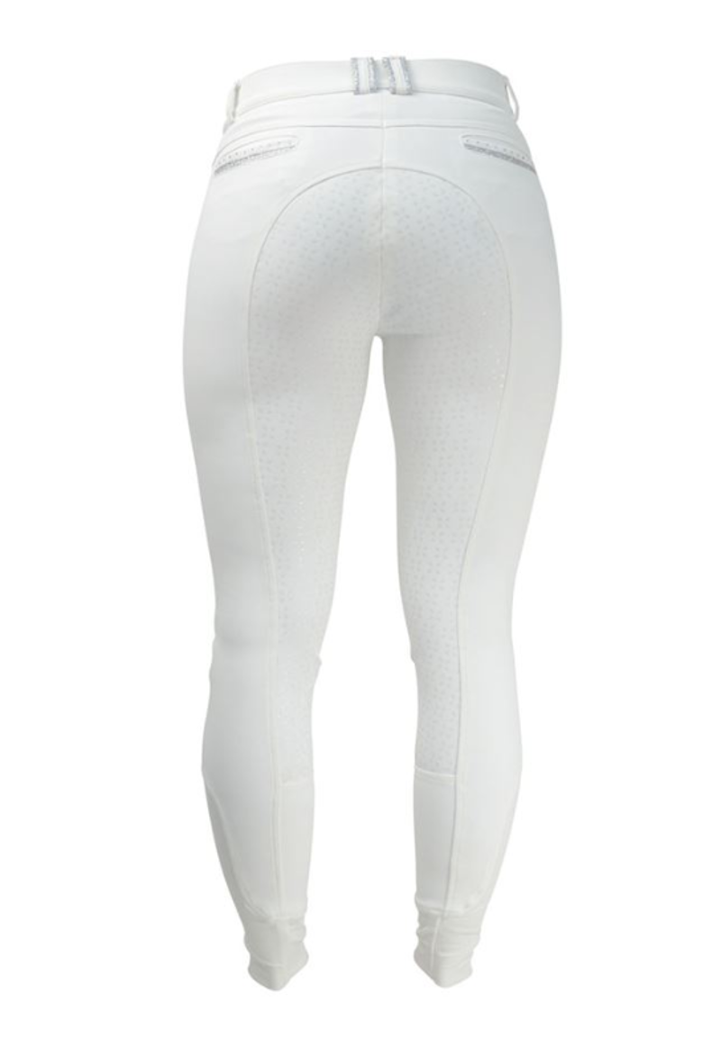 Hy Equestrian Women's Roka Crystal Breeches - White/Silver Crystal-4