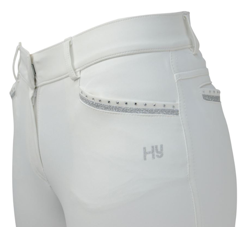 Hy Equestrian Women's Roka Crystal Breeches - White/Silver Crystal-1