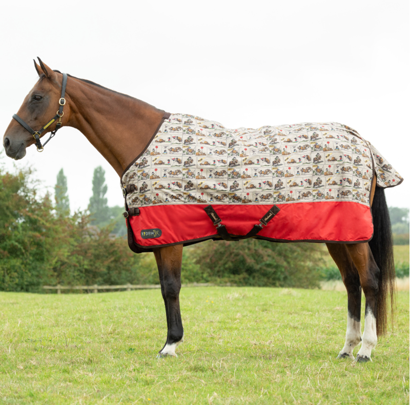 StormX Original 50g Turnout Rug Thelwell Collection Comic Chaos - Taupe/Red