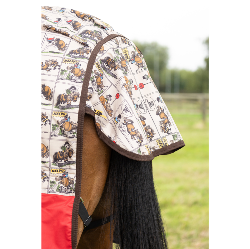 StormX Original 50g Turnout Rug Thelwell Collection Comic Chaos - Taupe/Red-2