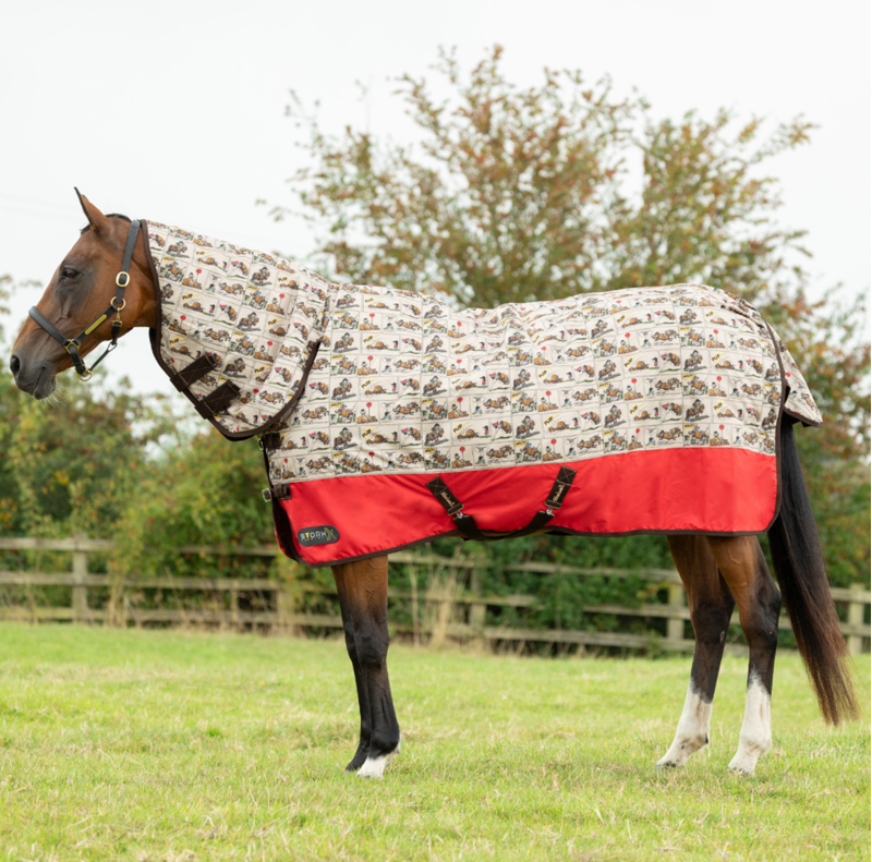 StormX Original 200 Combi Turnout Rug Thelwell Collection Comic Chaos - Taupe/Red