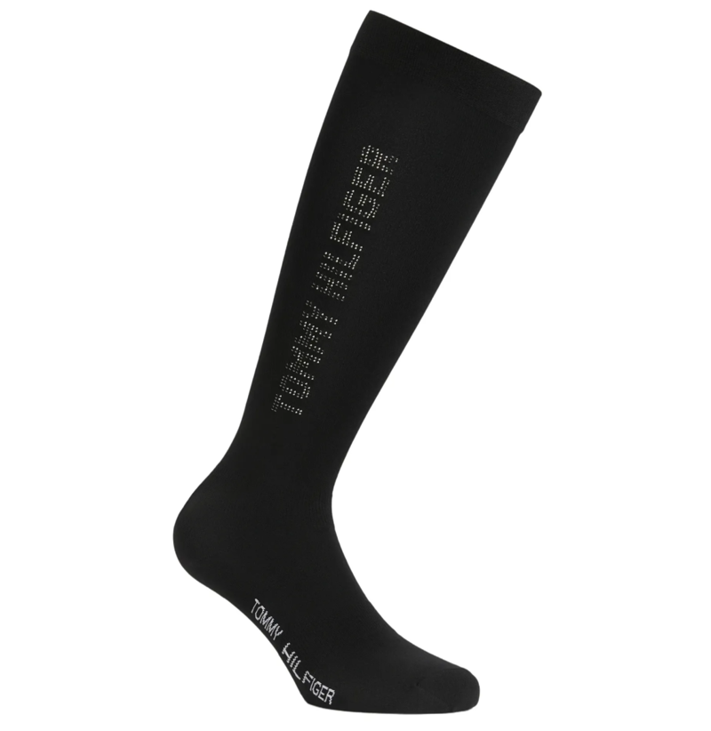 Tommy Hilfiger Fontana Adult's Rhinestone Riding Socks - Black