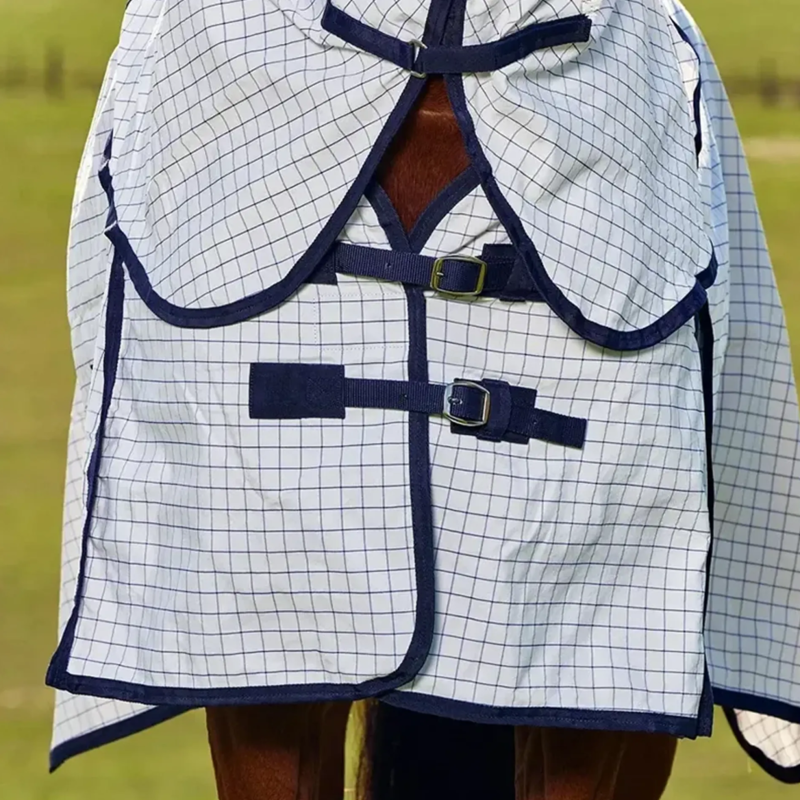 Saxon Kool Coat Classic With Surcingles Combo Neck Rug - White/Navy -1