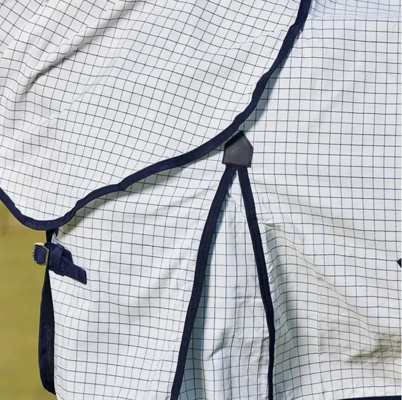 Saxon Kool Coat Classic With Surcingles Combo Neck Rug - White/Navy -2