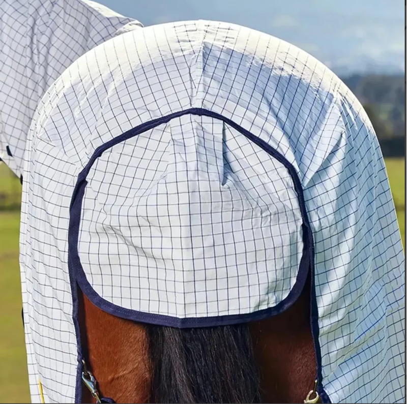 Saxon Kool Coat Classic With Surcingles Combo Neck Rug - White/Navy -4