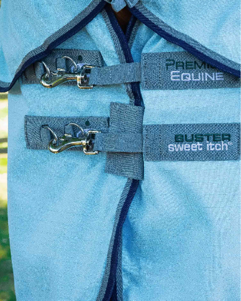 Premier Equine Buster Sweet Itch Fly Rug With Surcingles - Blue-2
