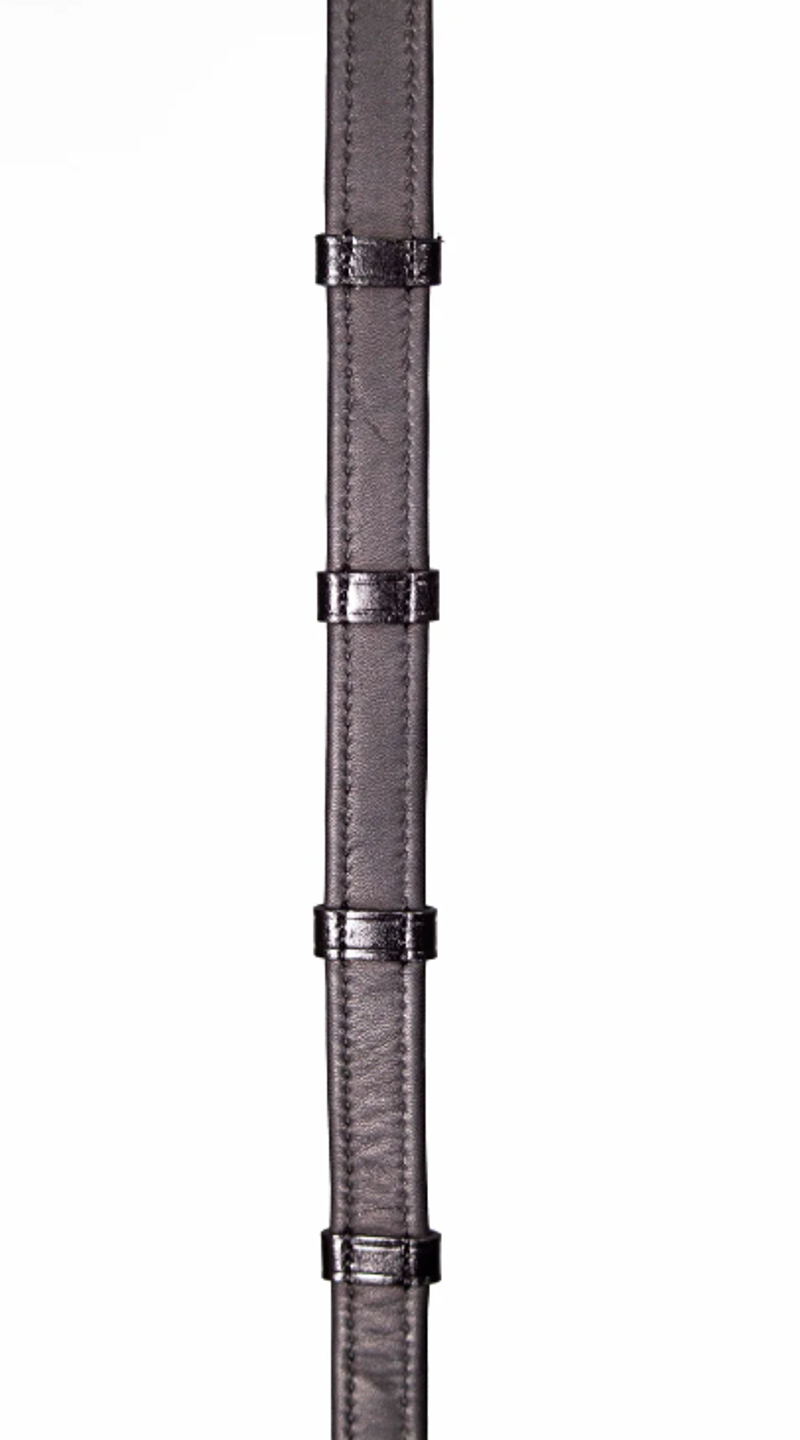 Henry James Saddlery Calfskin Supergrip Reins with Stoppers - Black