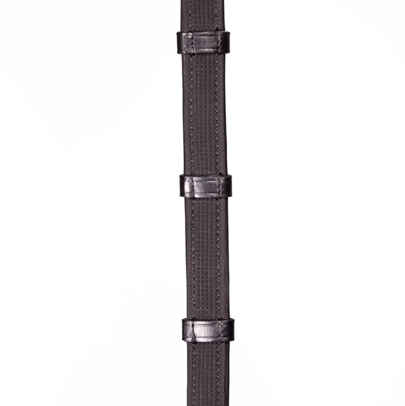 Henry James Saddlery Calfskin Supergrip Reins with Stoppers - Black-1