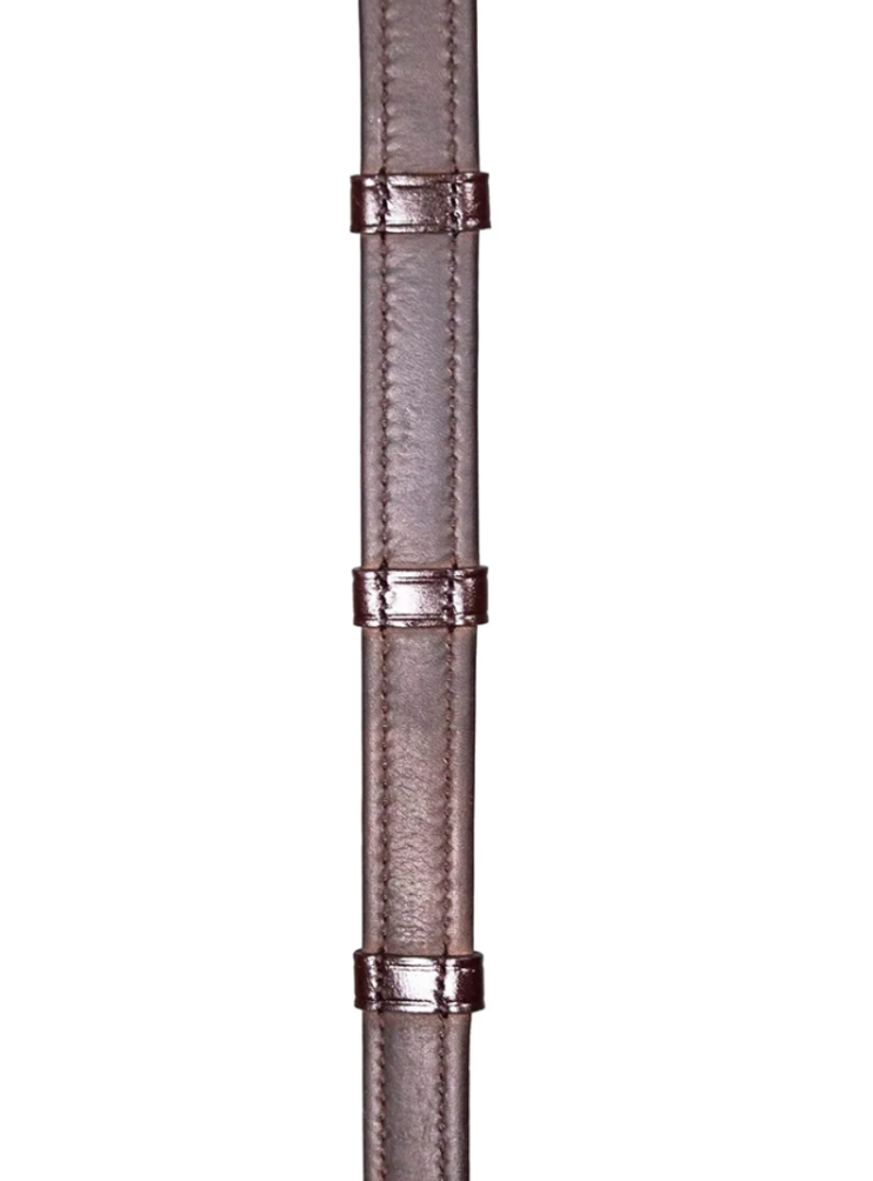 Henry James Saddlery Calfskin Supergrip Reins with Stoppers - Brown