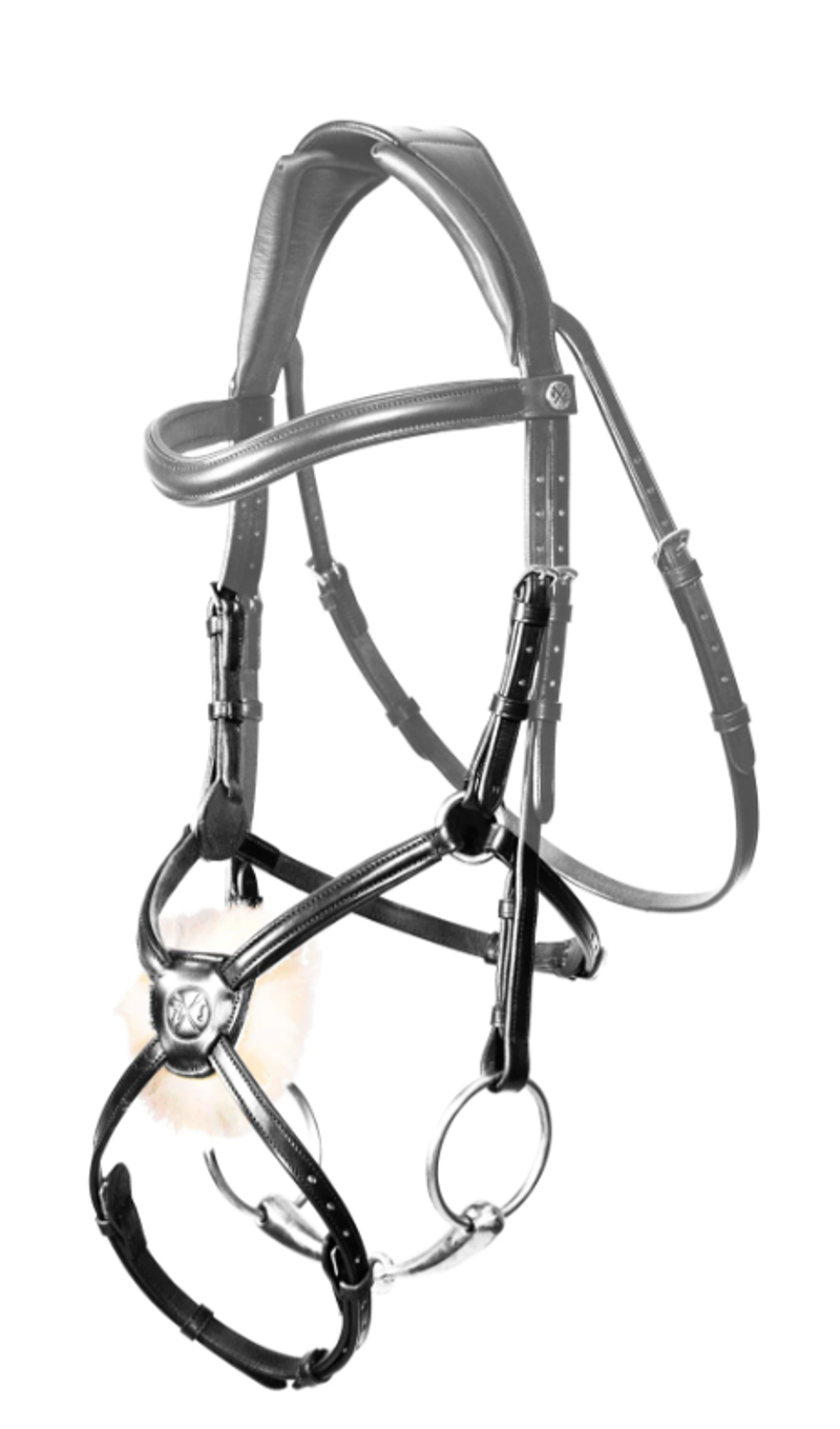Henry James Saddlery Double Buckle Figure 8 Grackle Noseband - Black-1
