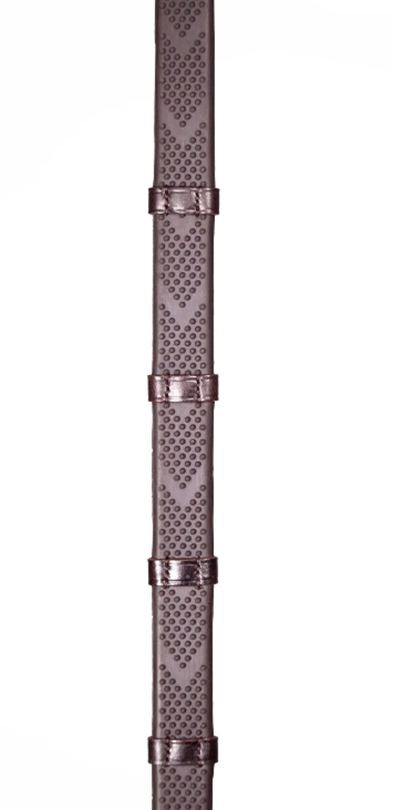 Henry James Saddlery V-Grip Hybrid Rubber Reins with Leather Stoppers - Brown
