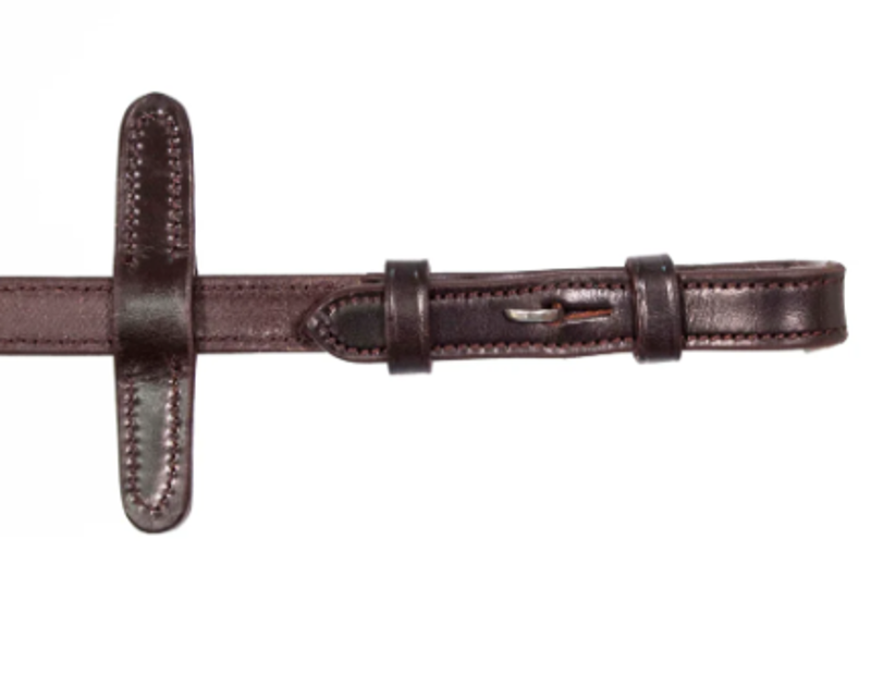 Henry James Saddlery V-Grip Hybrid Rubber Reins with Leather Stoppers - Brown-2