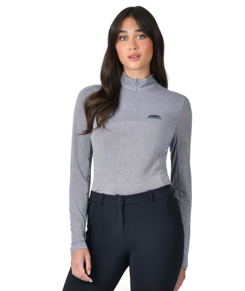 WeatherBeeta 37.5 Ladies Lightweight Performance Long Sleeve 1/4 Zip Top - Navy/Mauve Wine 