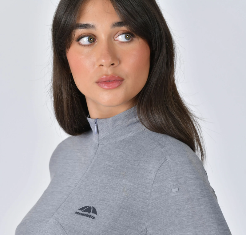 WeatherBeeta 37.5 Ladies Lightweight Performance Long Sleeve 1/4 Zip Top - Navy/Mauve Wine -1