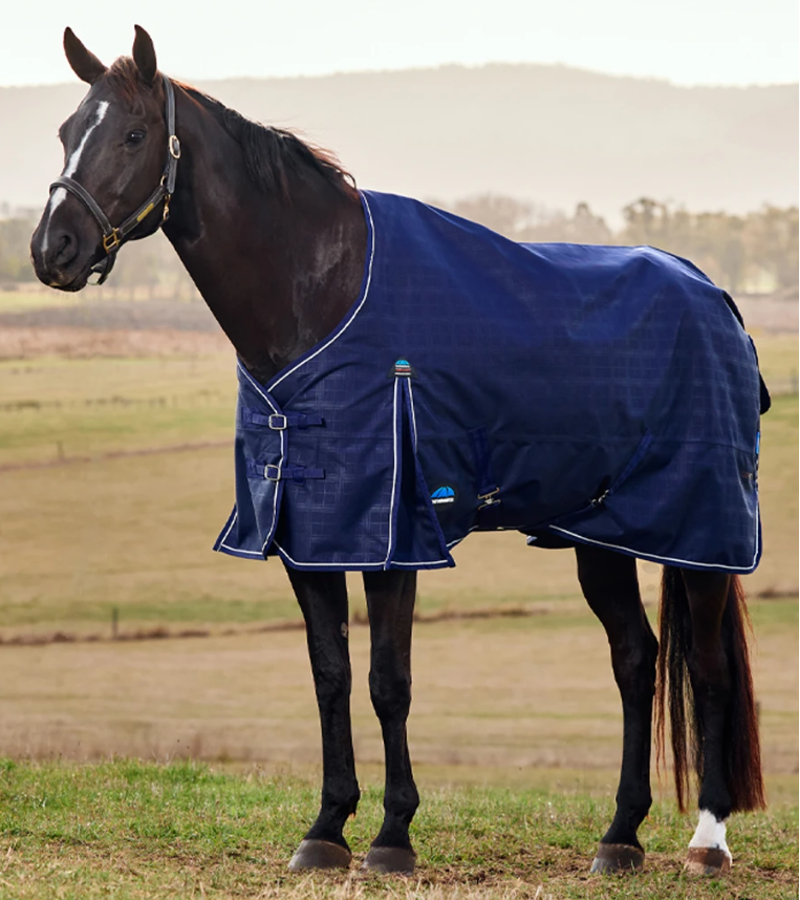 WeatherBeeta ComFiTec Prelim Turnout Rug 0G - Navy Embossed Plaid