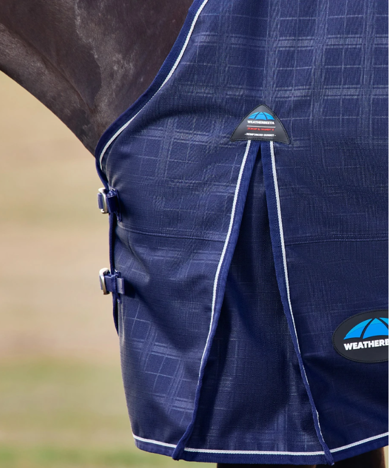 WeatherBeeta ComFiTec Prelim Turnout Rug 0G - Navy Embossed Plaid-2