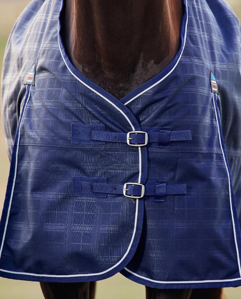 WeatherBeeta ComFiTec Prelim Turnout Rug 0G - Navy Embossed Plaid-1