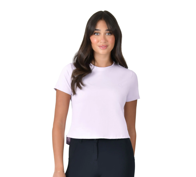 WeatherBeeta Relaxed Cropped Copper UV Short Sleeve Tee - Lavender Mist 