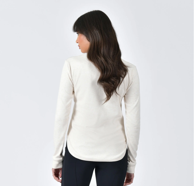 WeatherBeeta Ladies London Layer Long Sleeve Top - Light Cream Marle -2