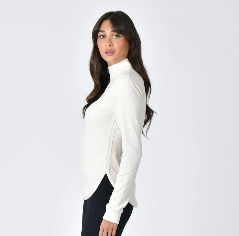 WeatherBeeta Ladies London Layer Long Sleeve Top - Light Cream Marle -1