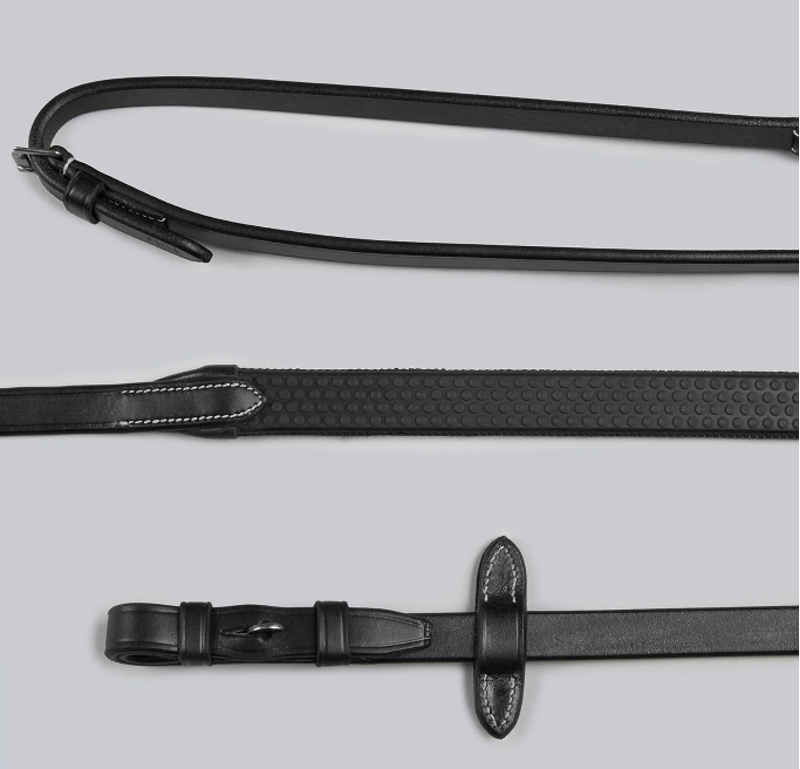 Premier Equine Rubber Reins - Black-1
