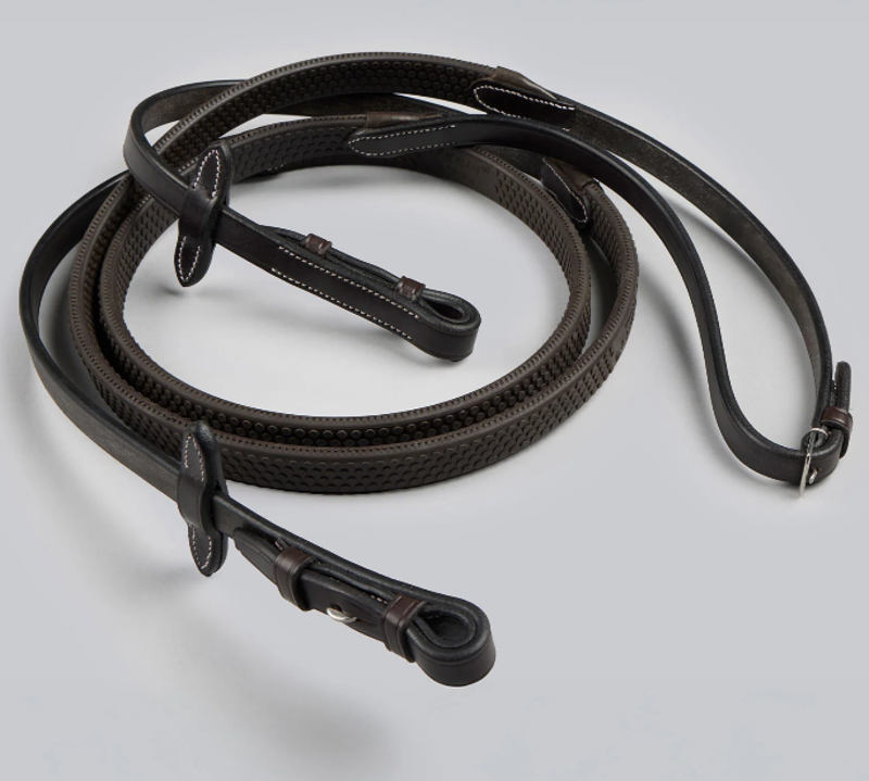 Premier Equine Rubber Reins - Dark Havana