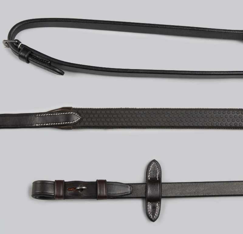 Premier Equine Rubber Reins - Dark Havana-1