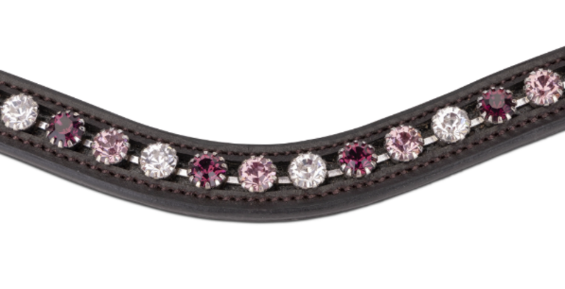 Shires Velociti GARA Three Tone Browband - Cerise/Havana-1