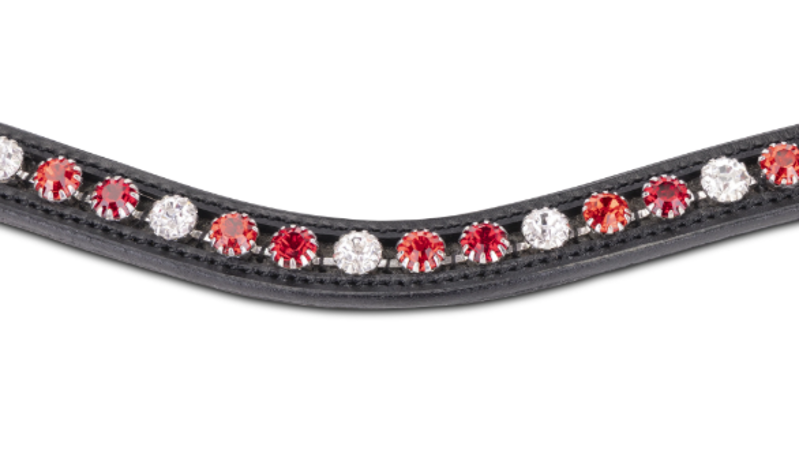 Shires Velociti GARA Three Tone Browband - Red/Black-1