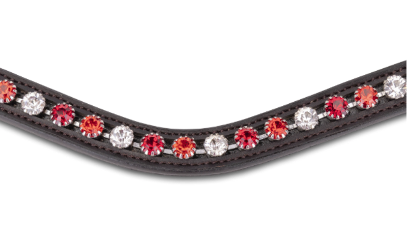Shires Velociti GARA Three Tone Browband - Red/Havana-1