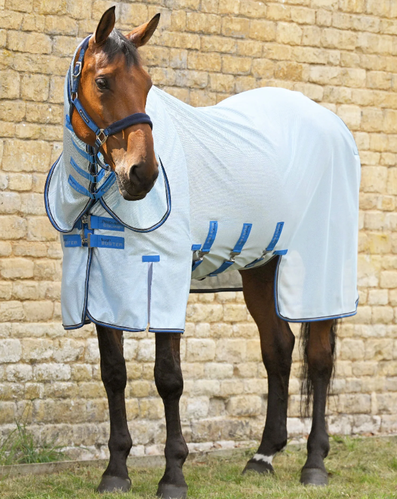 Premier Equine Combo Bug Buster Fly Rug With Belly Flap - Blue