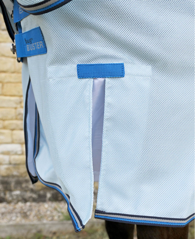 Premier Equine Combo Bug Buster Fly Rug With Belly Flap - Blue-2