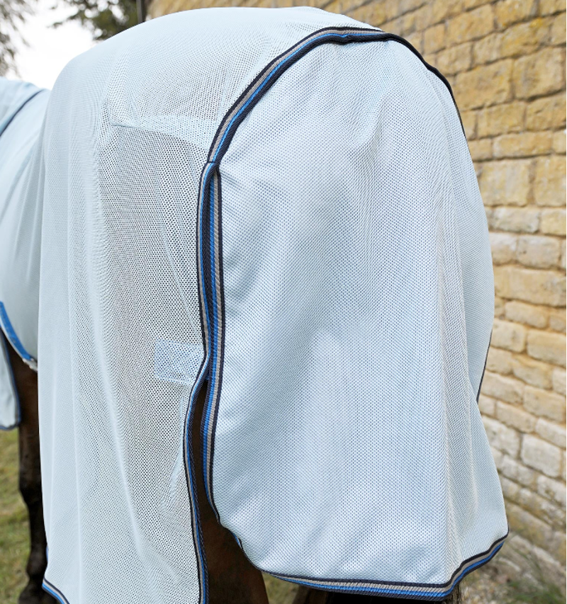 Premier Equine Combo Bug Buster Fly Rug With Belly Flap - Blue-4