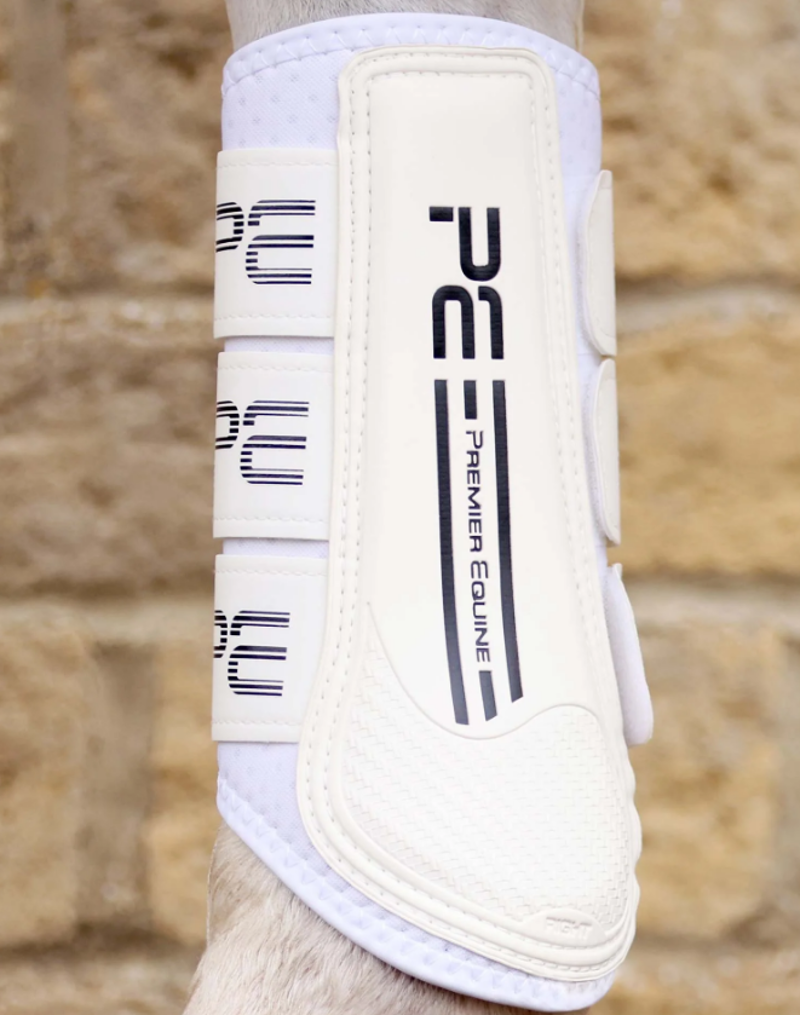 Premier Equine Air Velox Single Locking Brushing Boots - White-2