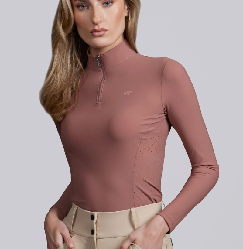 Premier Equine Prospero Ladies Long Sleeve Training Top - Rosewood 