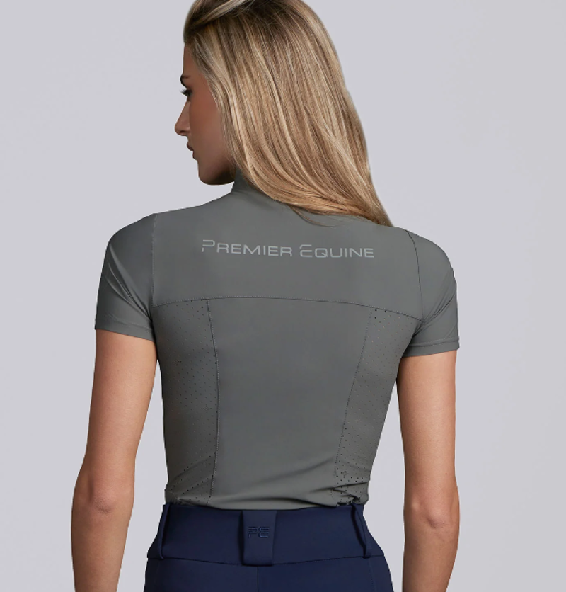 Premier Equine Prospero Ladies Short Sleeve Training Top - Anthracite -3