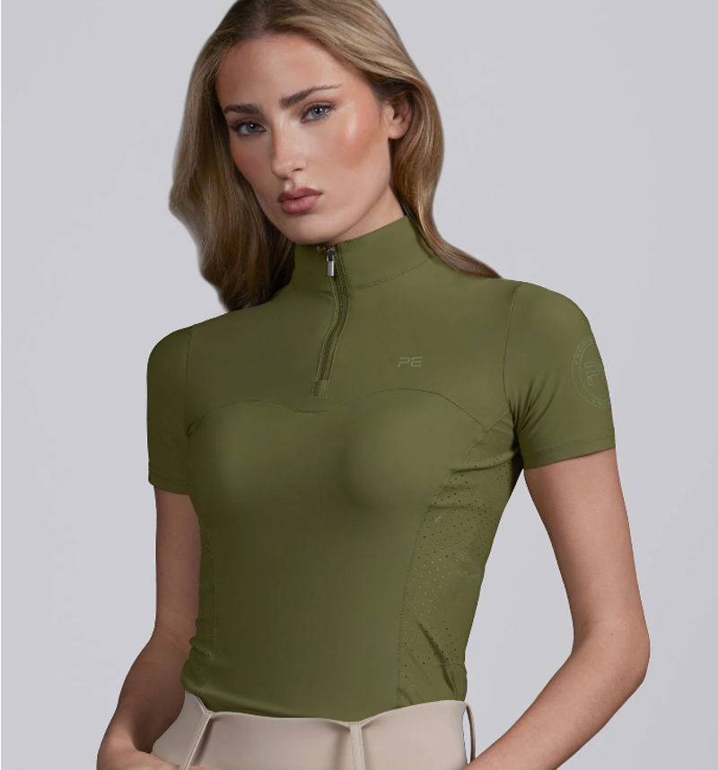 Premier Equine Prospero Ladies Short Sleeve Training Top - Olive 