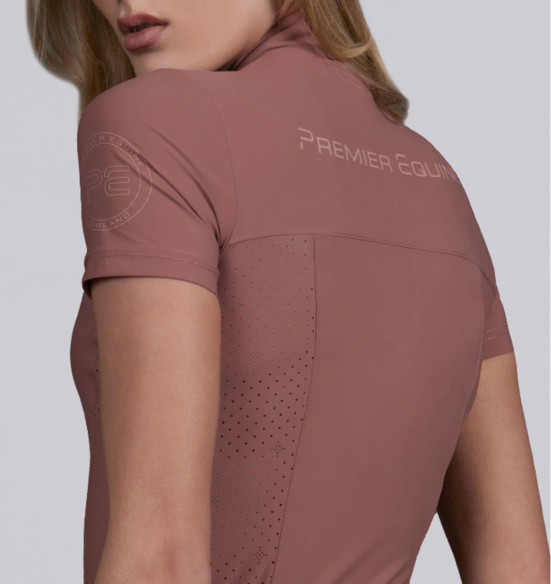 Premier Equine Prospero Ladies Short Sleeve Training Top - Rosewood -1
