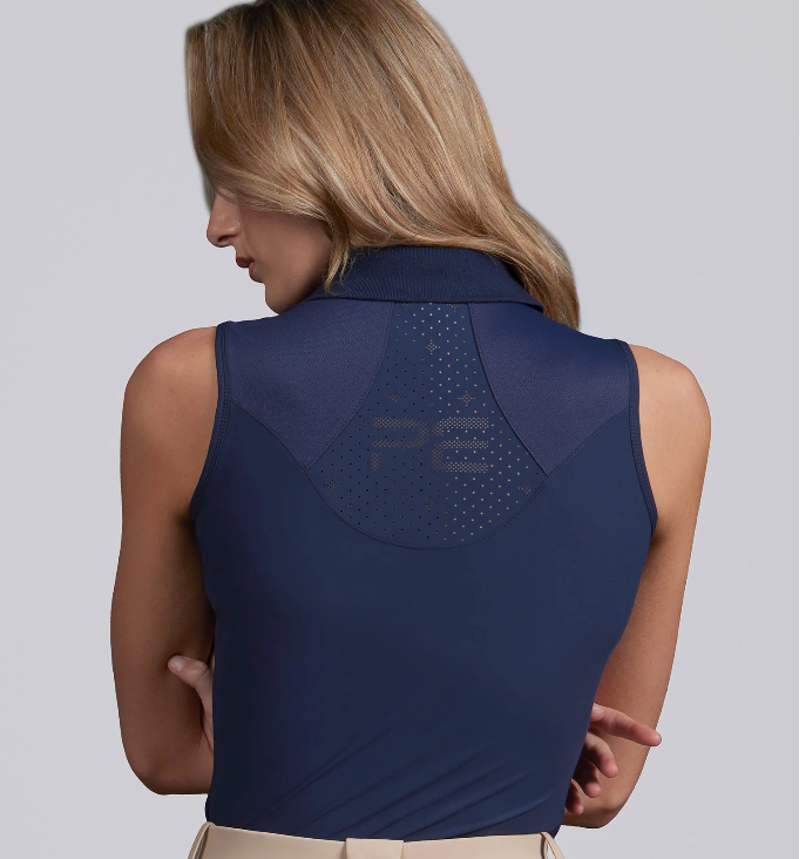 Premier Equine Prospero Ladies Sleeveless Polo Top - Navy-2