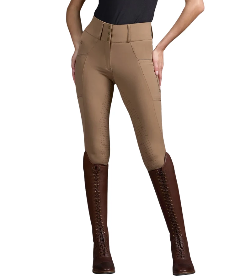 Premier Equine Sassari Womens Gel Full Seat Riding Breeches - Caramel