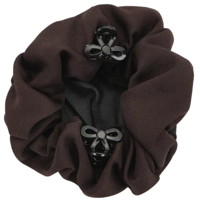 LeMieux Scrunchie with Crystal Hair Net - Brown/Black-1