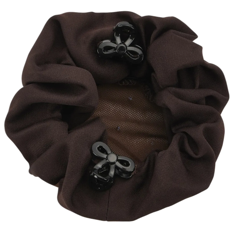 LeMieux Scrunchie with Crystal Hair Net - Brown/Brown -1