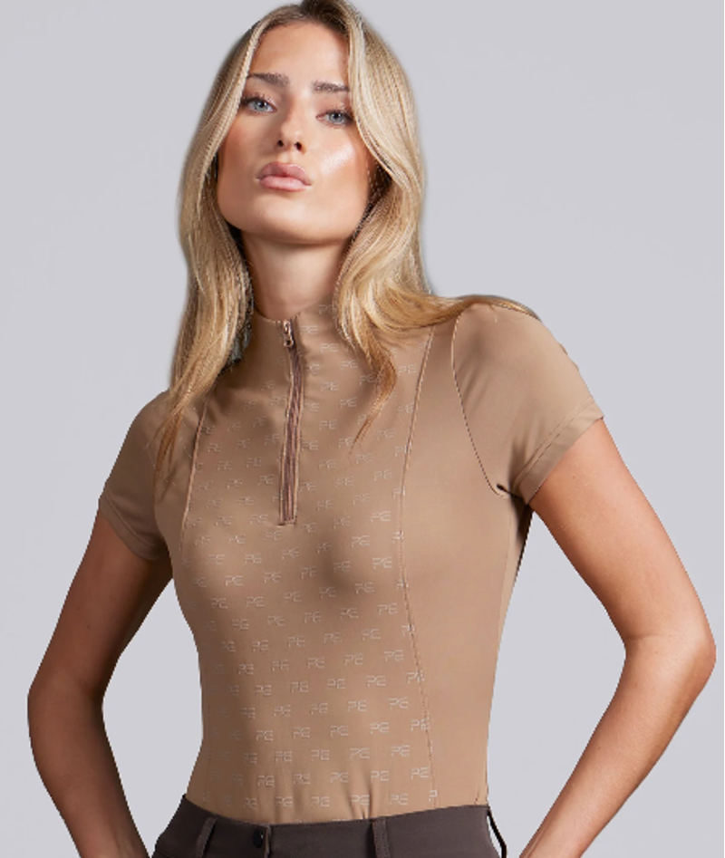 Premier Equine Valerius Womens Short Sleeve Base Layer - Latte 