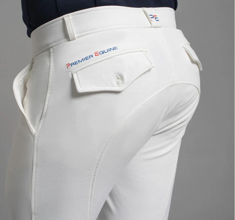 Premier Equine Santino Gel Knee Competition Breeches - White-1