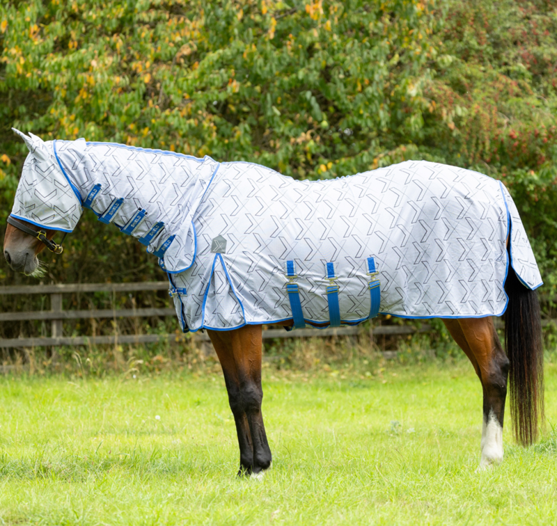 DefenceX Shield Guardian Evolution UV Combi Fly Rug With Mask - Blue/White