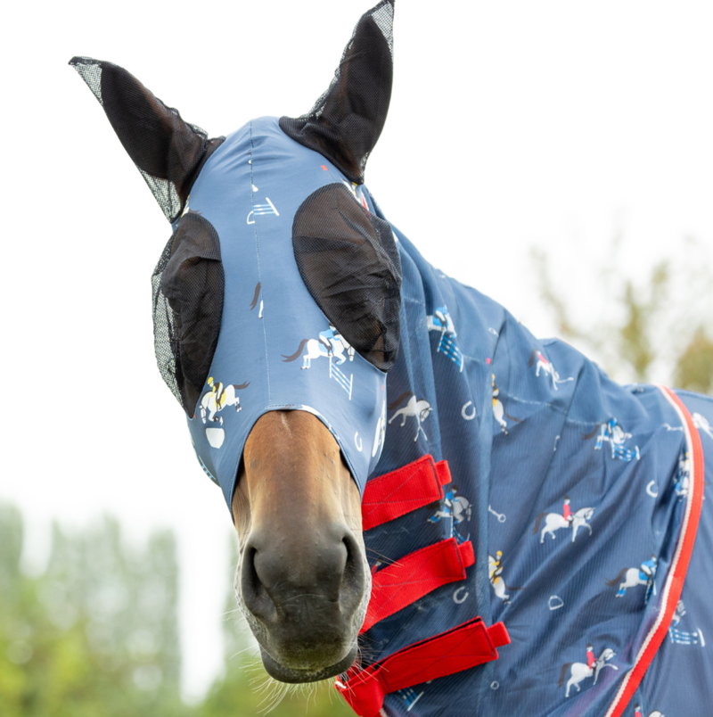 Hy Equestrian Lycra Competition Ready Fly Mask - Navy