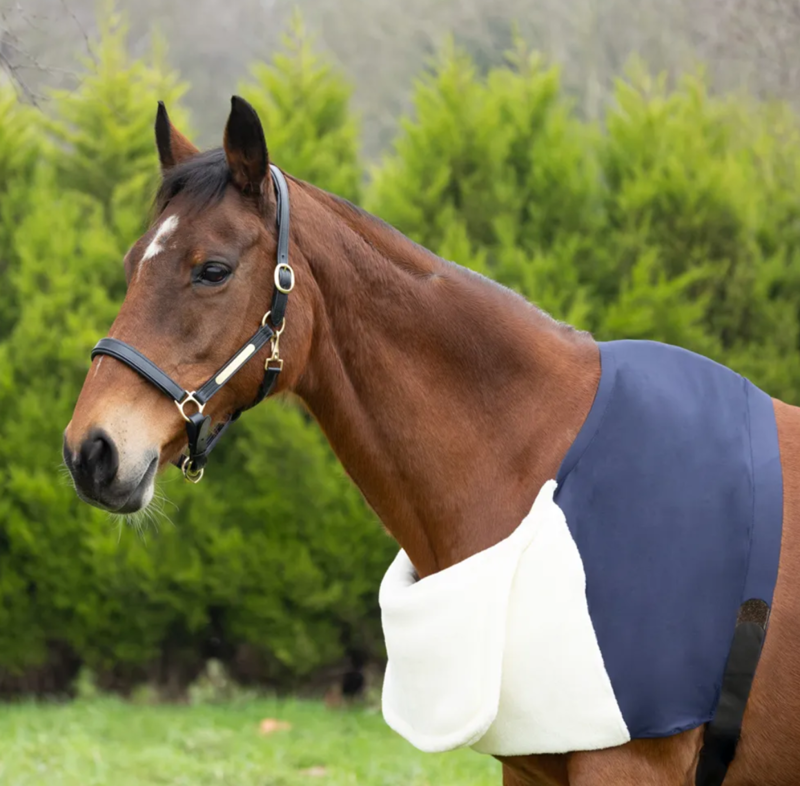 Hy Equestrian Lycra Flex Shoulder Vest With Faux Fur Bib - Navy